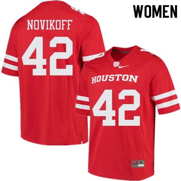 Women #42 Caden Novikoff Houston Cougars College Football Jerseys Sale-Red